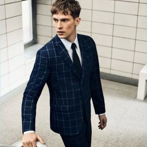 Full Suit Zara Man Navy Window-Pane
